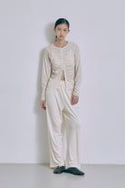 Sheer Velour Draped Cardigan