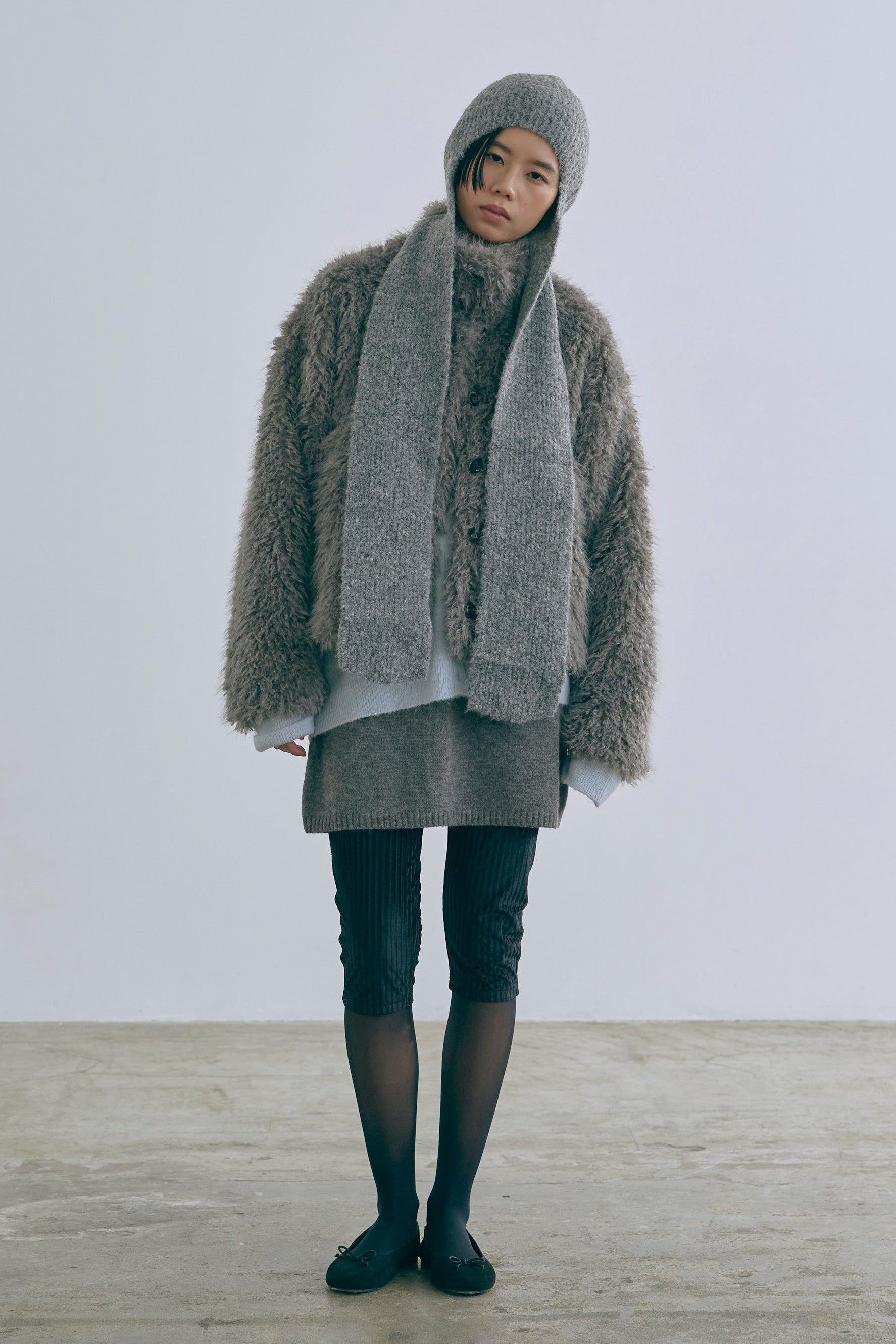 着用カラー:杢グレー  モデル身長:170㎝