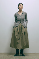 Cocoon Silhouette Skirt ライトカーキ model:170cm ANDO
