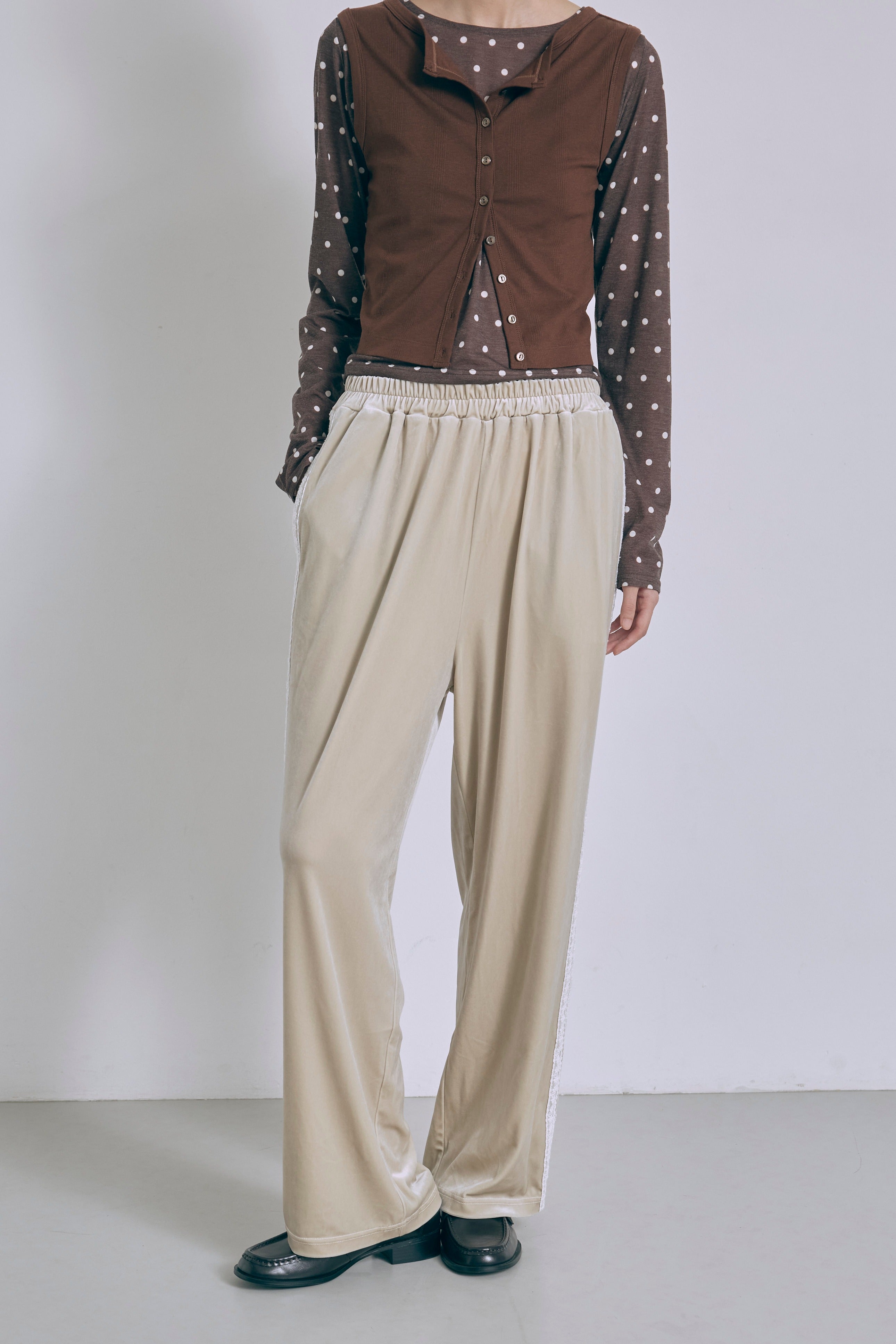 Side Lace Velour Easy Pants