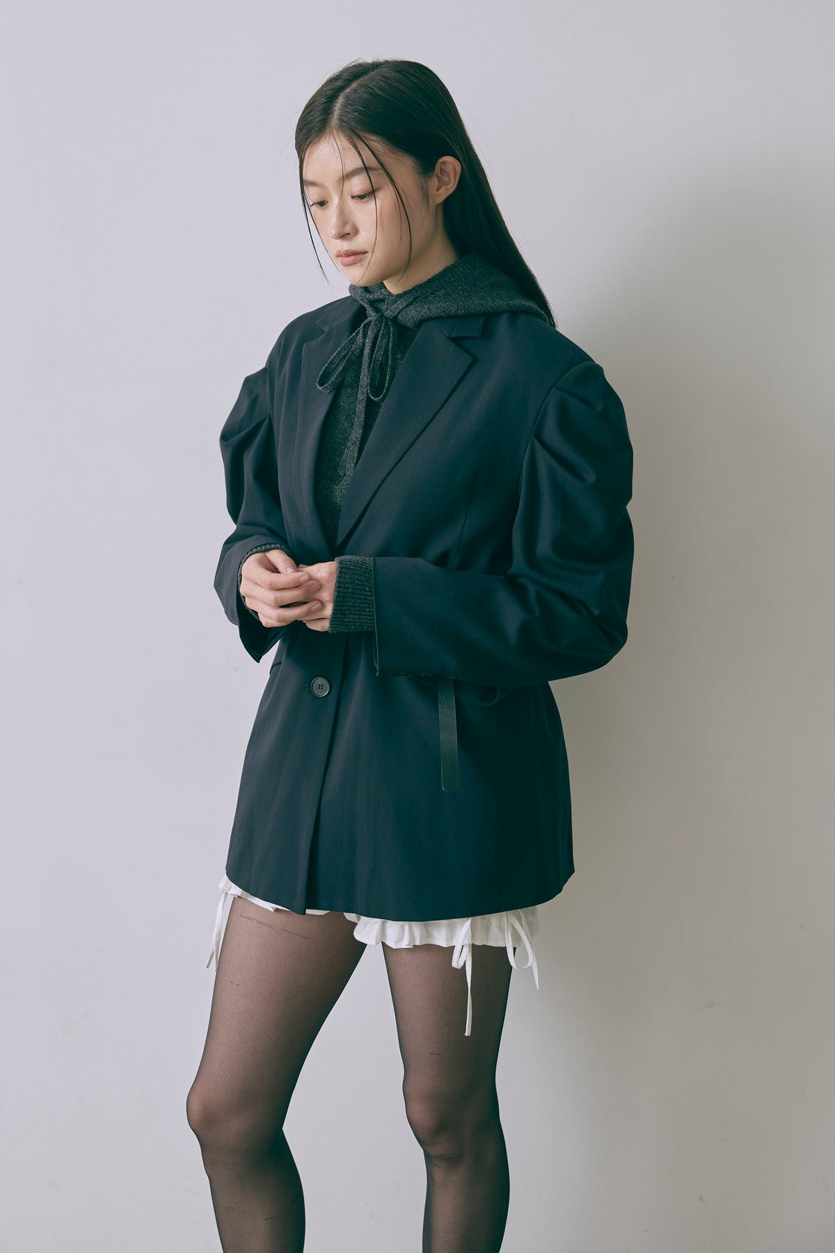Gathered Shoulder Fitted Jacket
