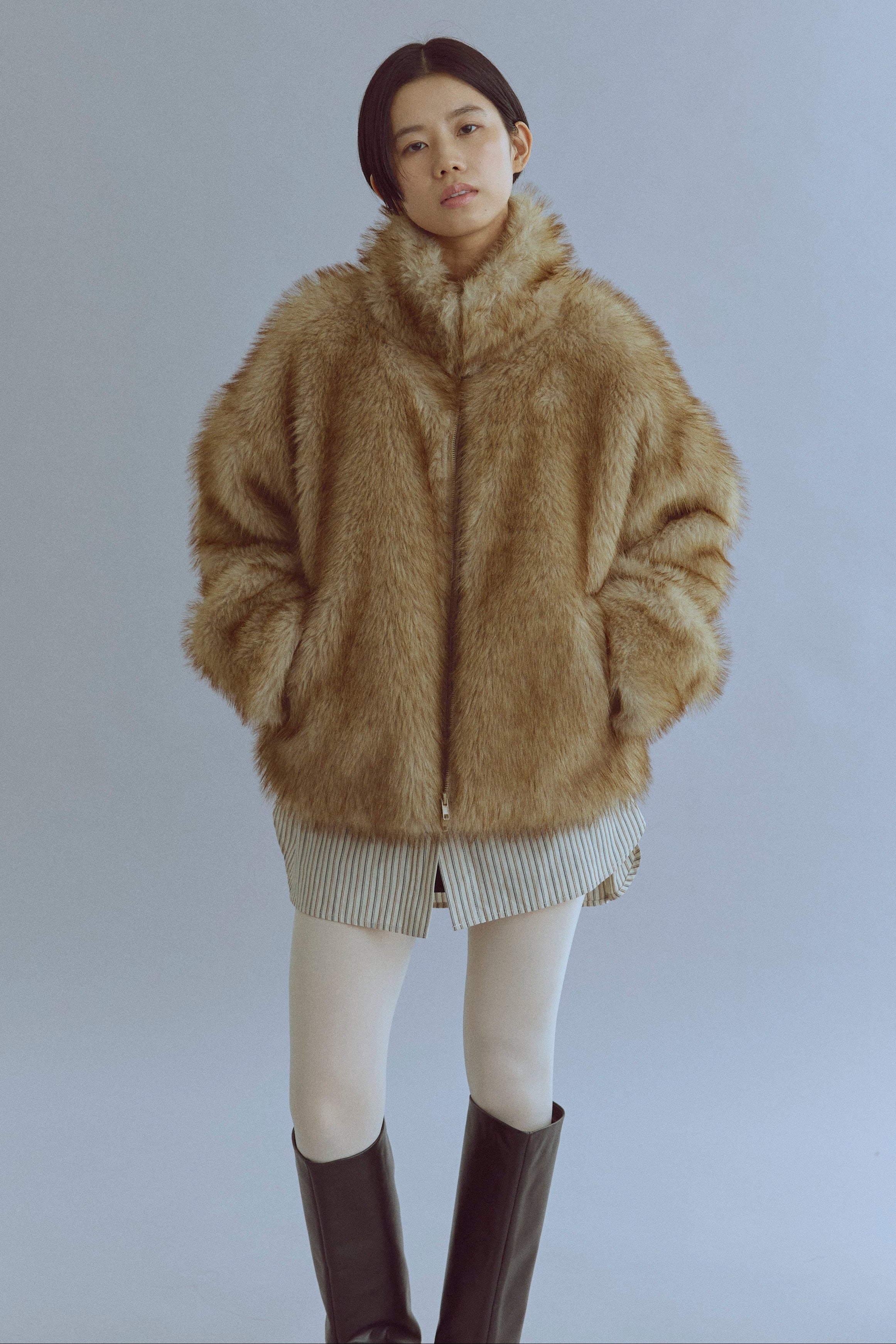 着用カラー:キャメル  モデル身長:170㎝