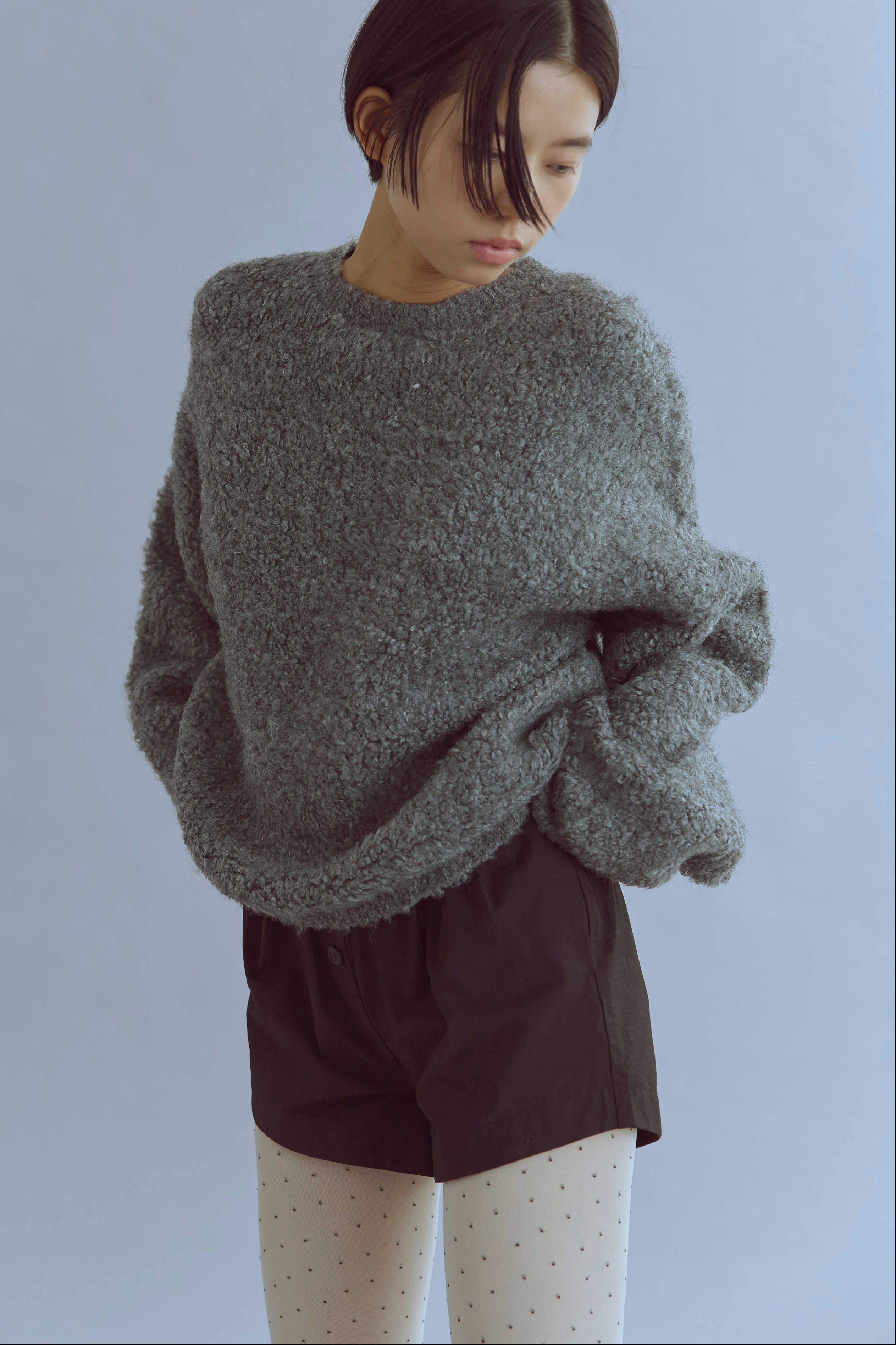 着用カラー:杢グレー  モデル身長:170㎝