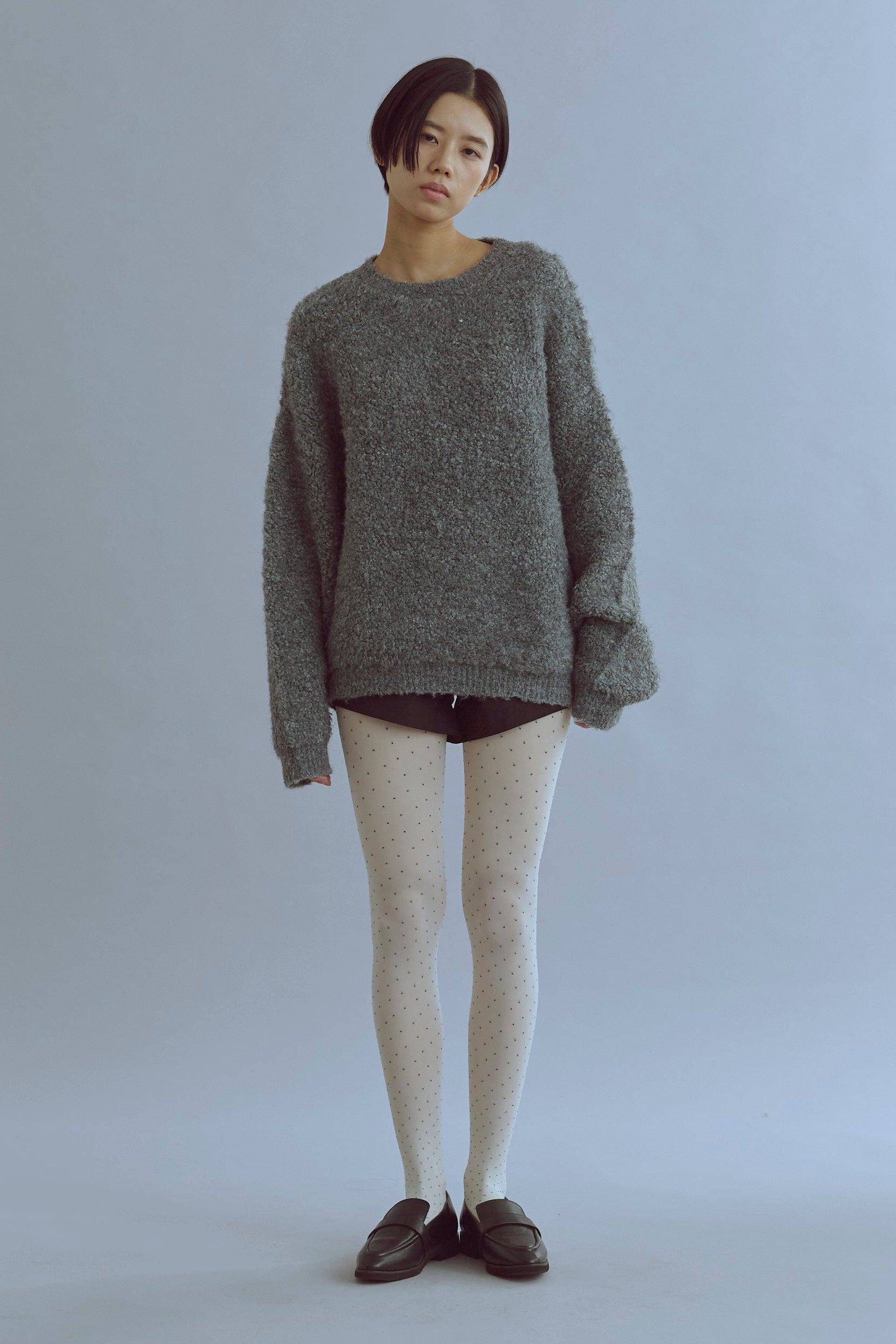 着用カラー:杢グレー  モデル身長:170㎝