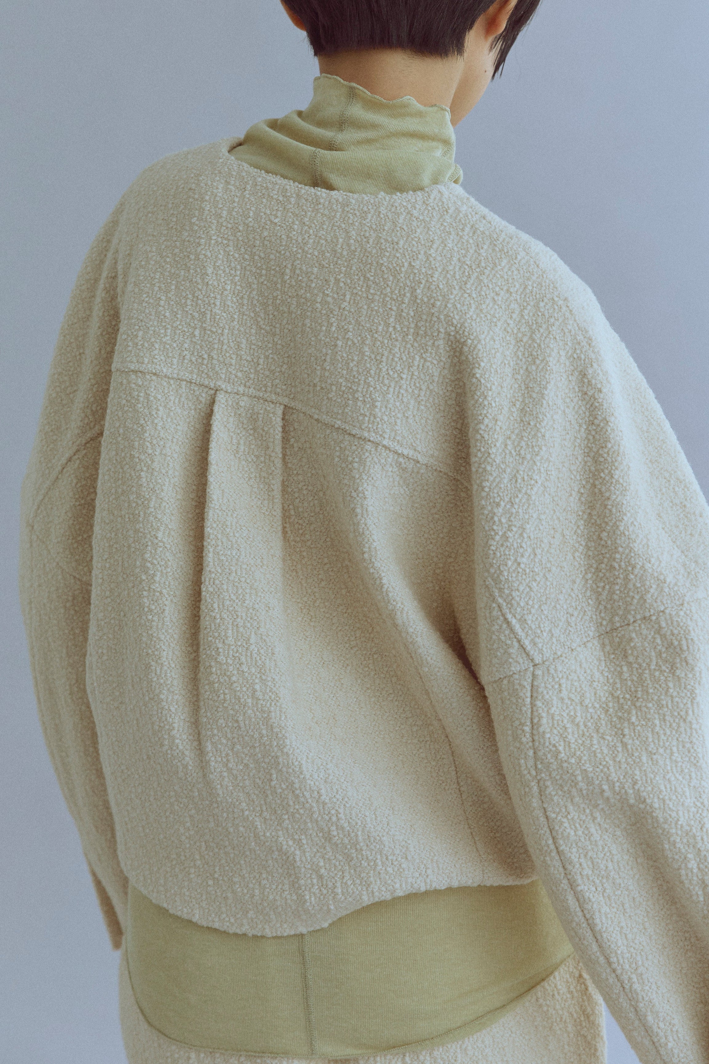 【Set Up】Boucle Cocoon Wool Jacket アイボリー