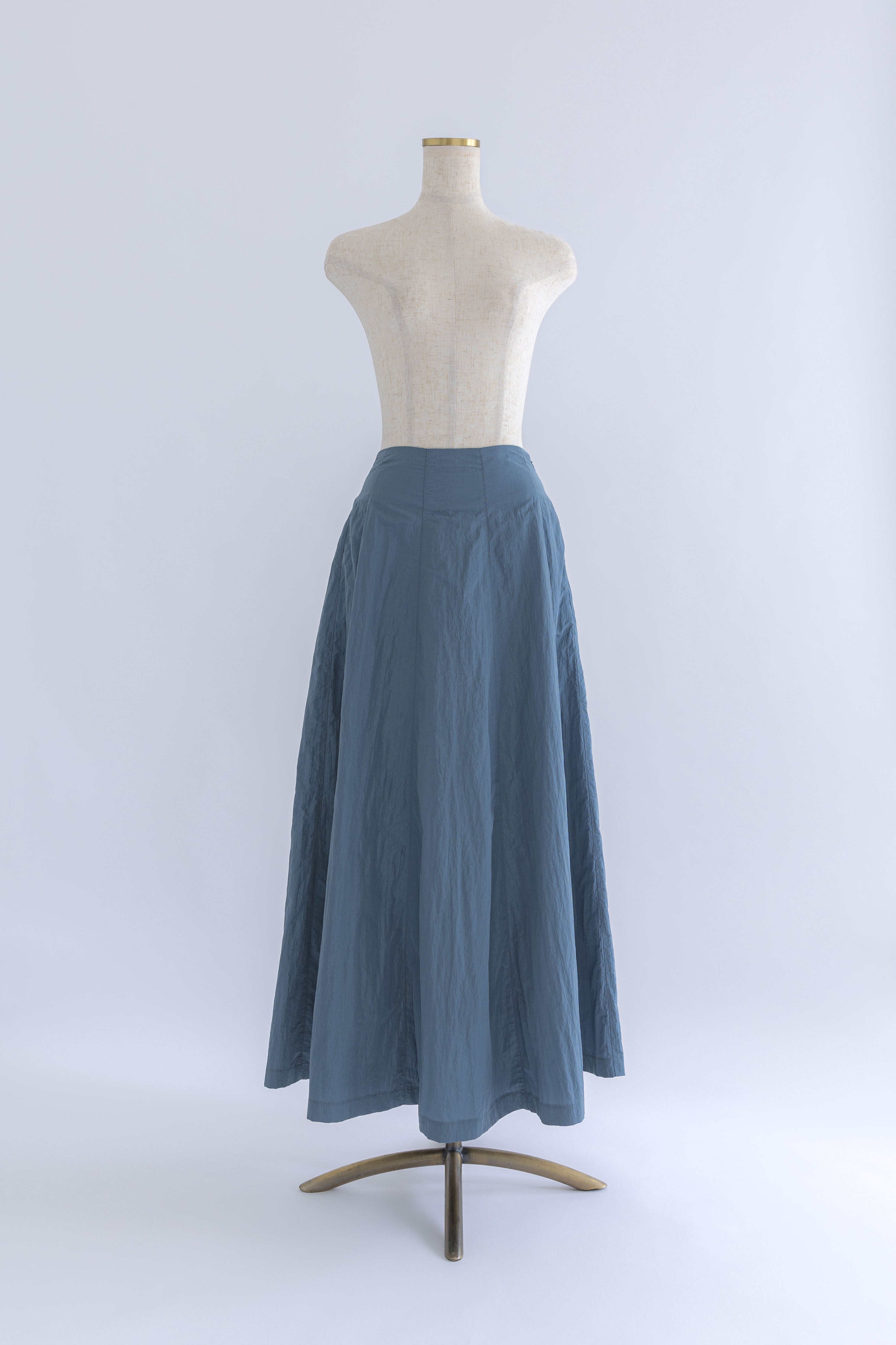 Nylon Taffeta Flared Skirt ブルー