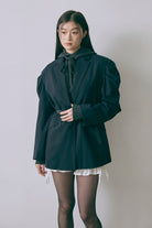 Gathered Shoulder Fitted Jacket ネイビー size:1 model:171cm YUUMIKO