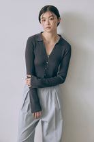Fitted Rib Skipper Cardigan