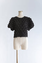Puff Smocked Short Blouse ブラック