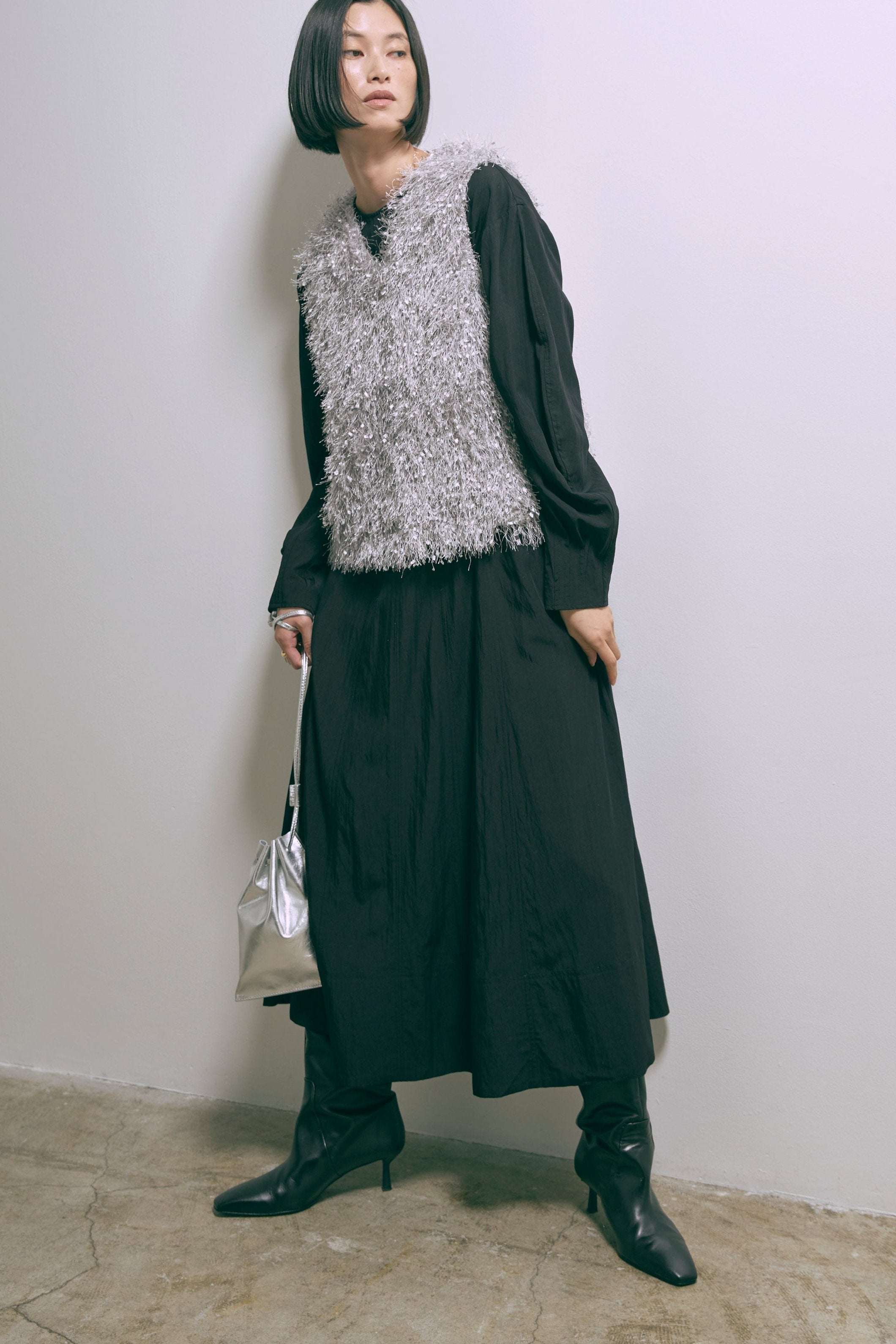 Volume Sleeve Soft Flare Dress