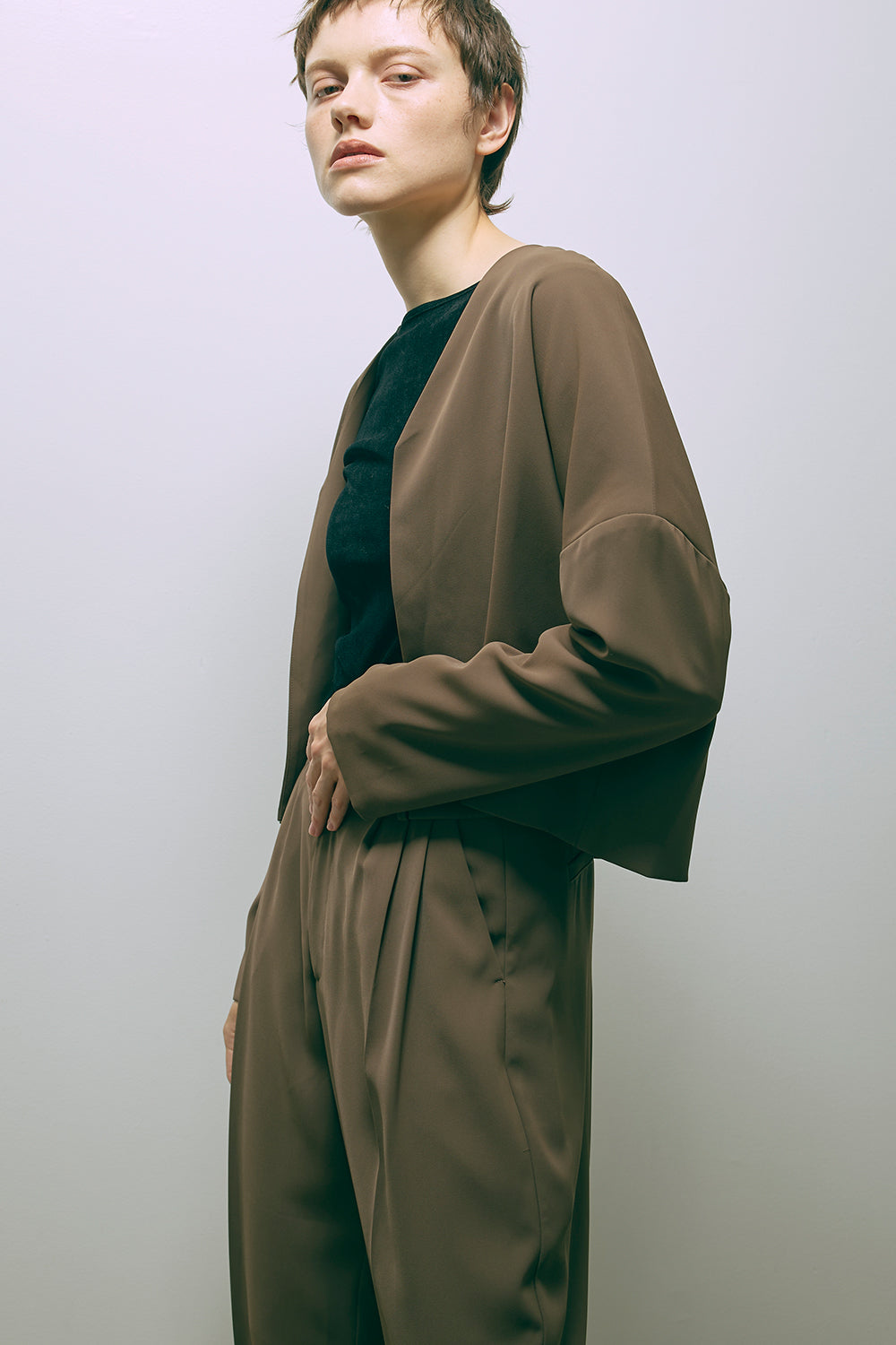 Dropped Shoulder Soft Jacket Set Up ブラウン size:1 model:178cm NADIA