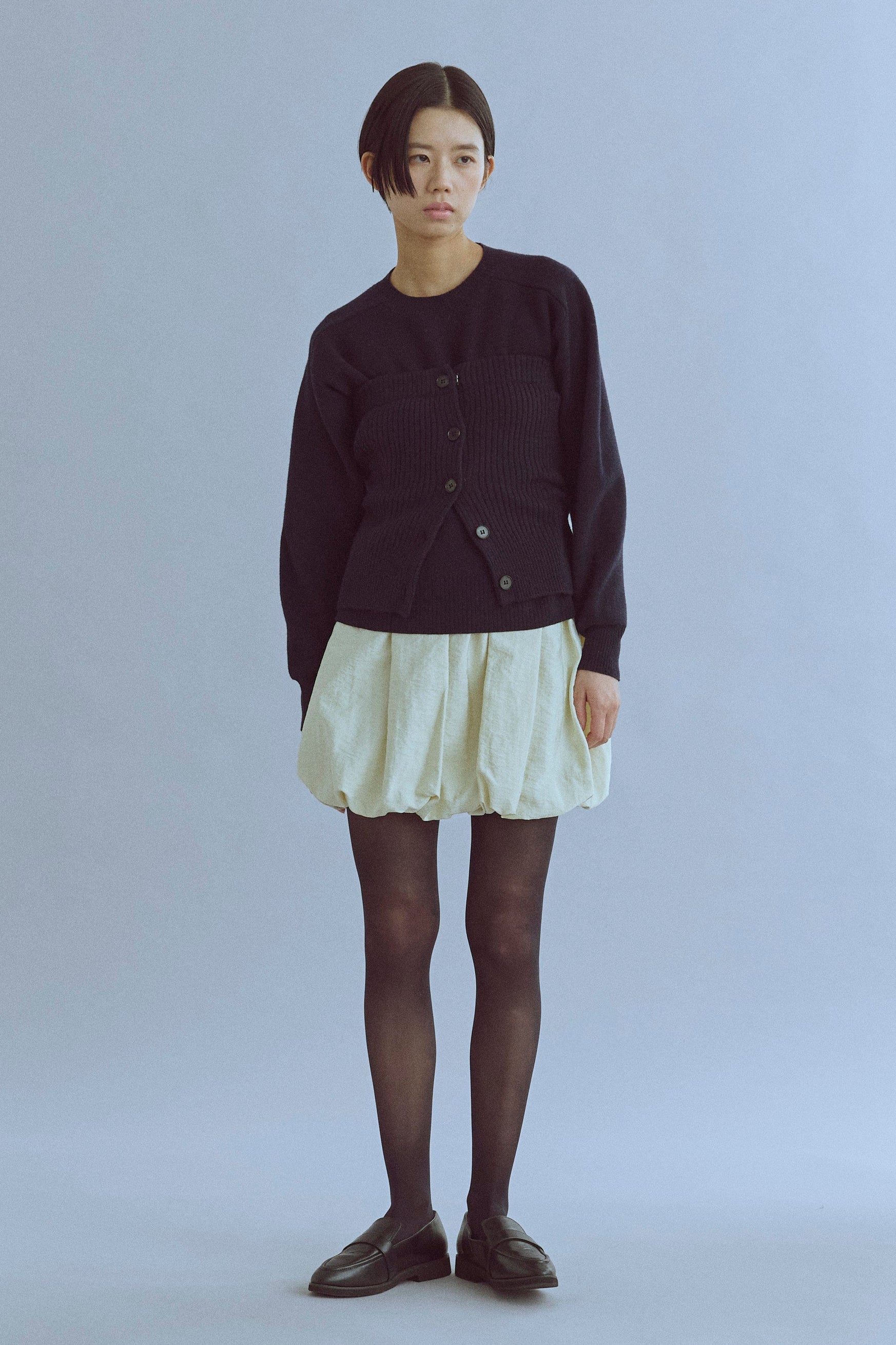 Crewneck Knit ＆ Rib Knit Bustier Set
