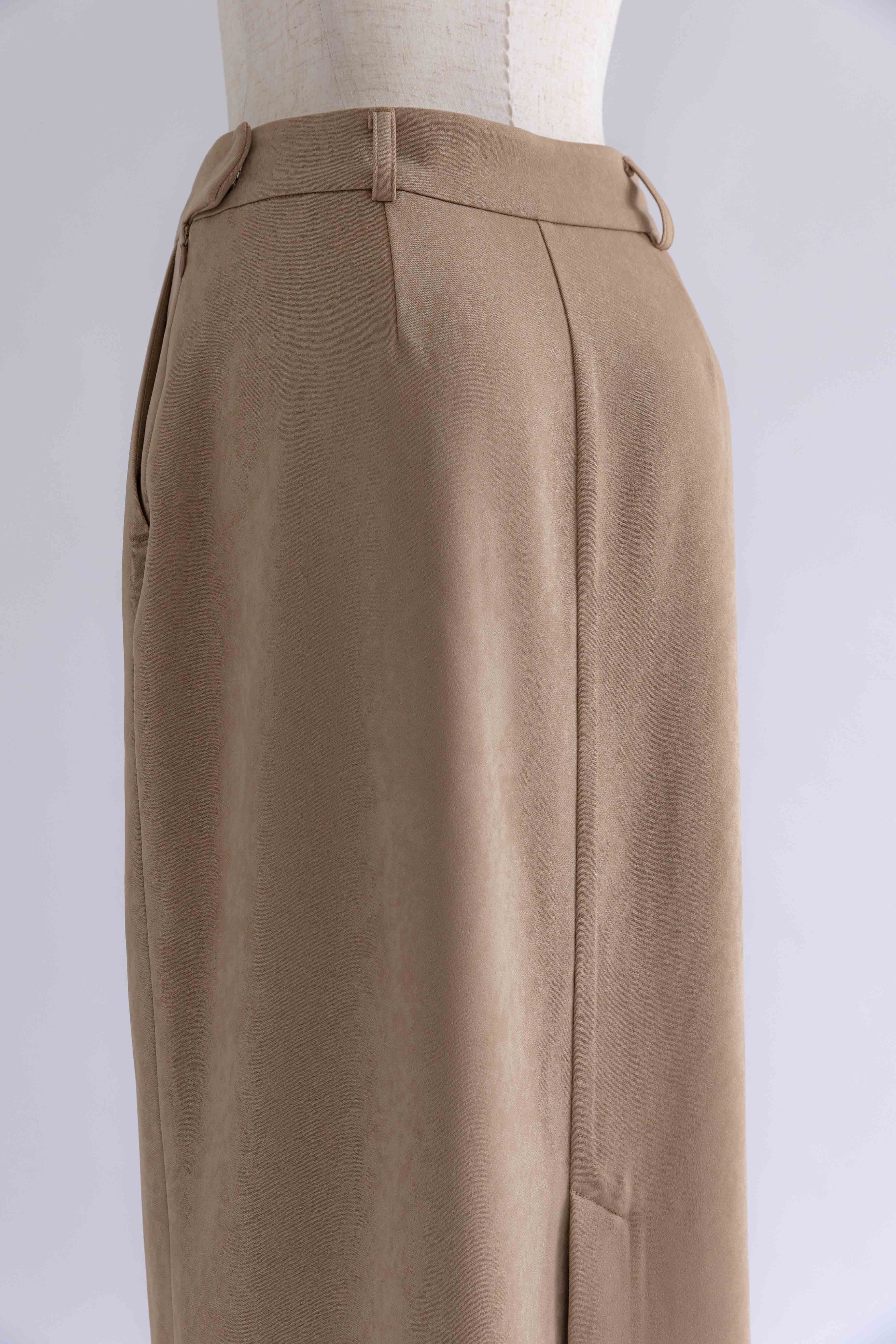 【Set Up】Faux Suede Straight Skirt