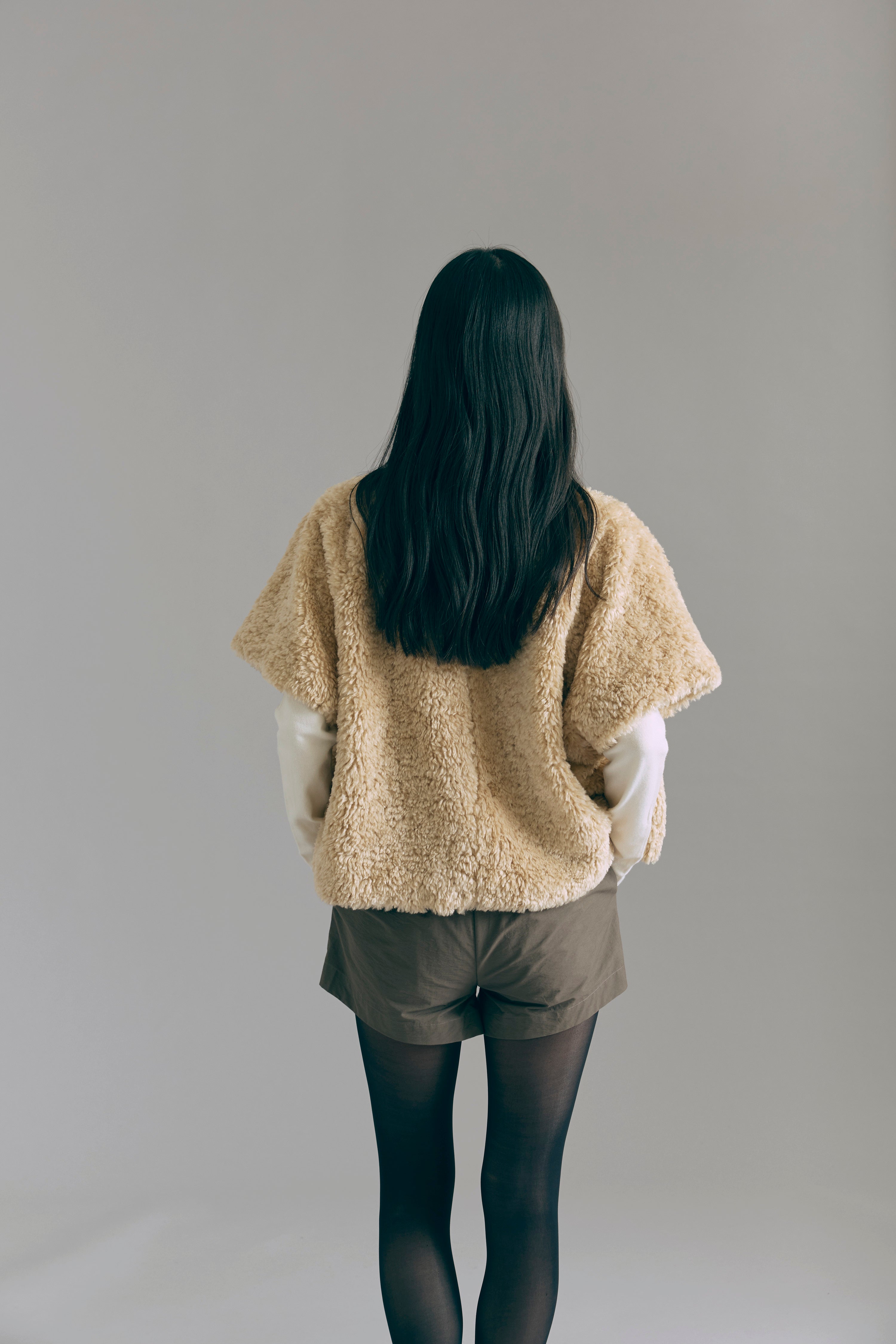 Short Sleeve Fur Jacket