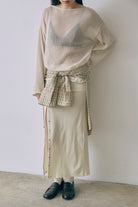 Velour Snap-Detail I-Line Skirt