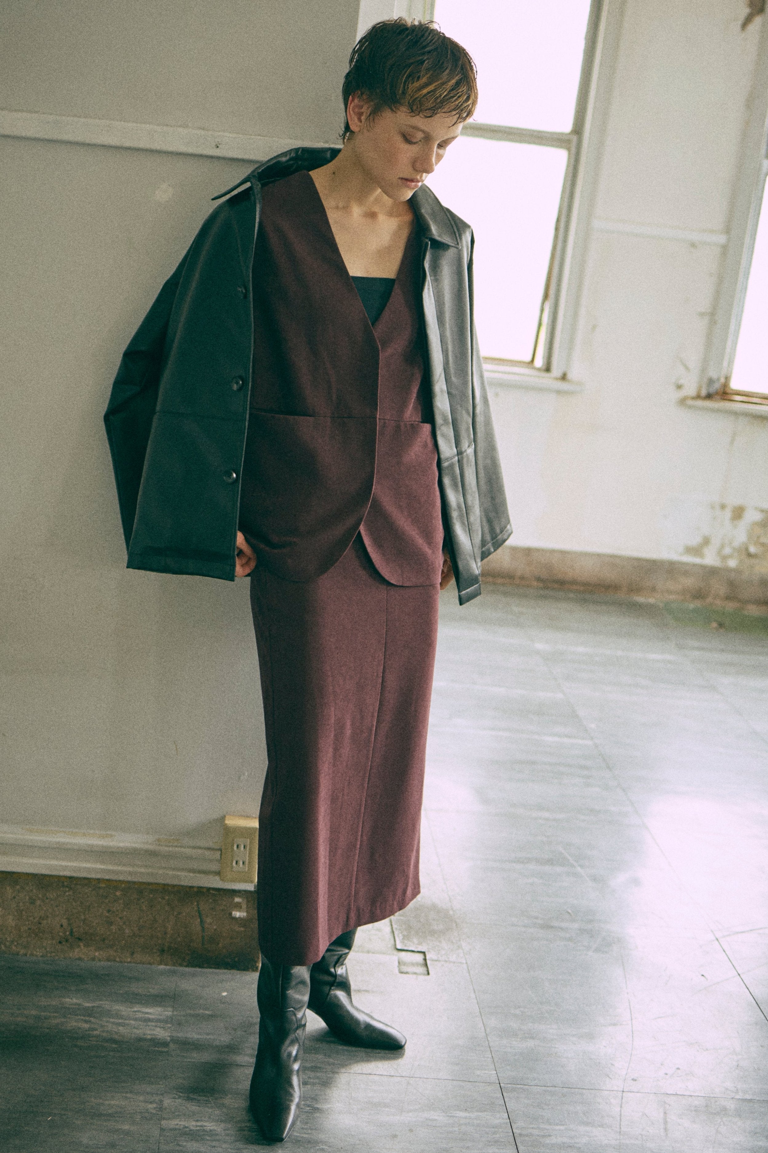 【Set Up】Faux Suede Gilet