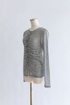 Soft Sheer Gathered Cardigan 杢グレー