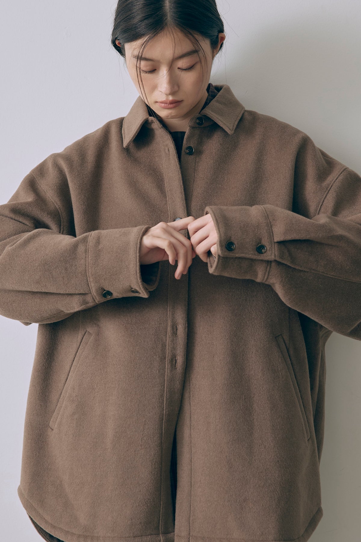 Wool Blend Over Shirt Jacket ブラウン size:1 model:171cm YUUMIKO