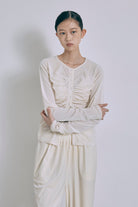 Sheer Velour Draped Cardigan