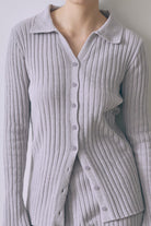 【Set Up】Chenille Collar Cardigan パープル