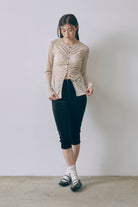 Velour Slim-Fit Biker Leggings ブラック size:1 model:171cm YUUMIKO