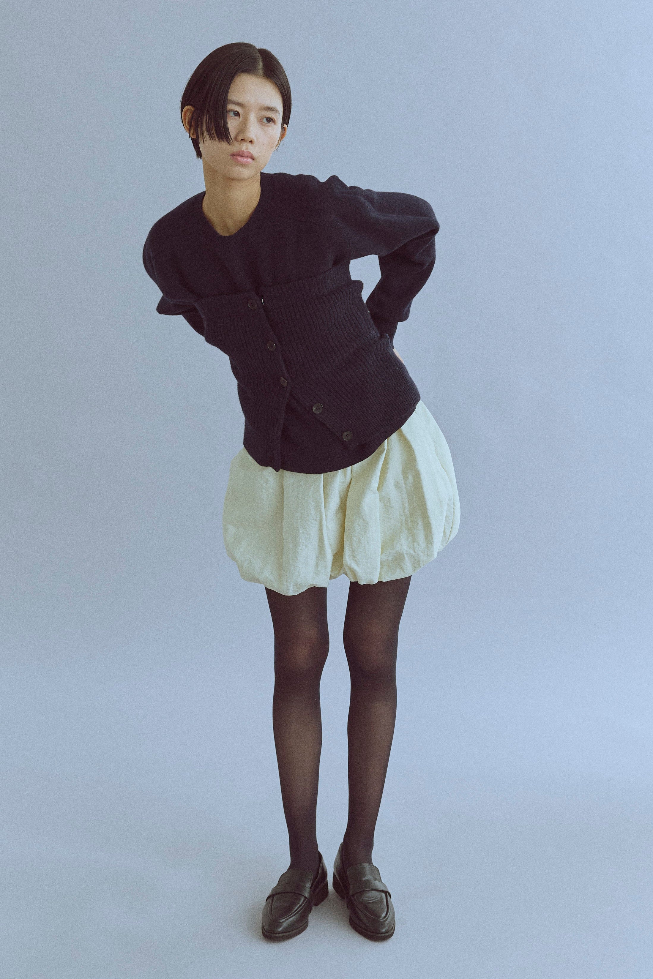 Crewneck Knit ＆ Rib Knit Bustier Set