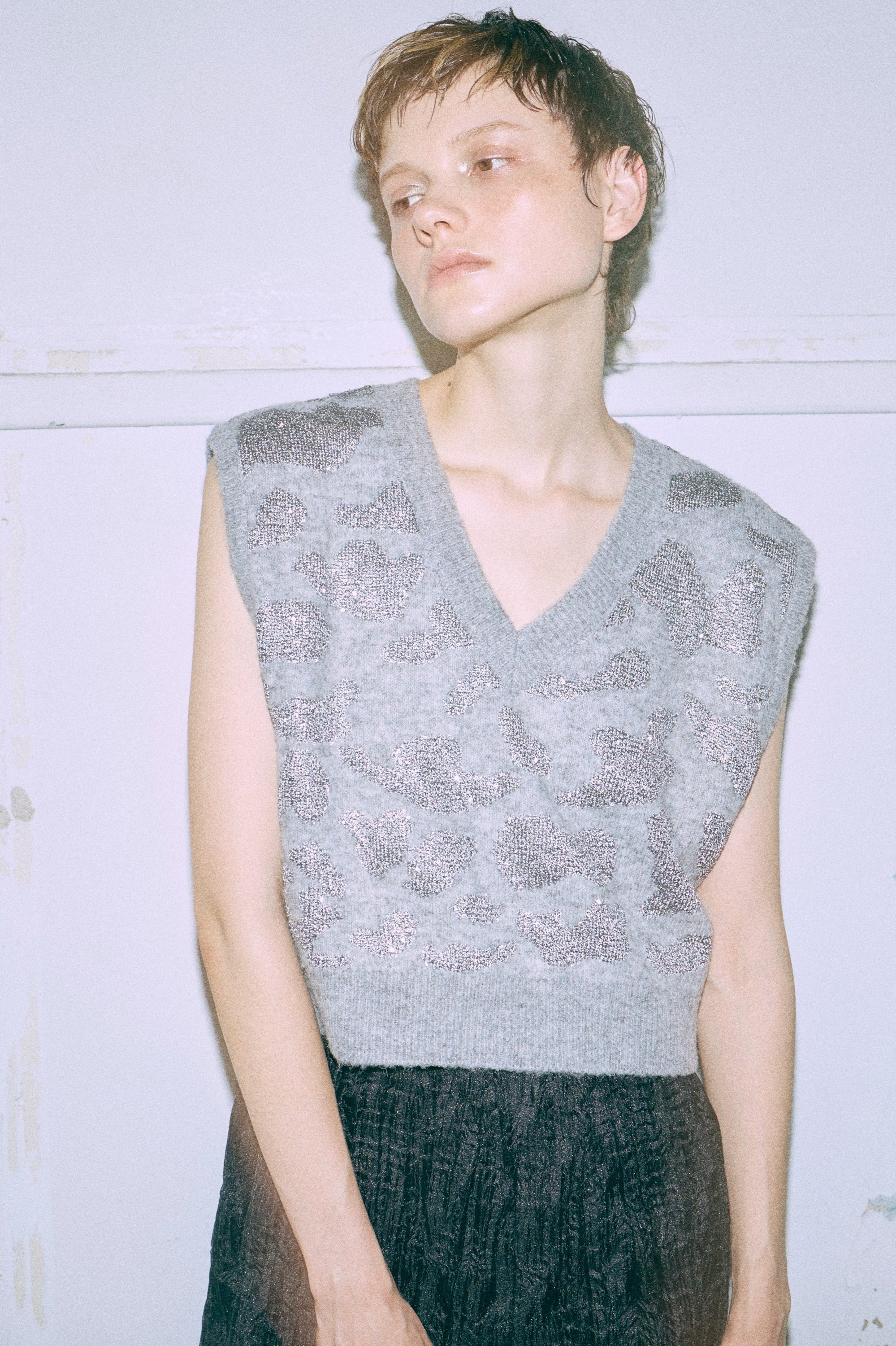 Sequin Jacquard Knit Vest