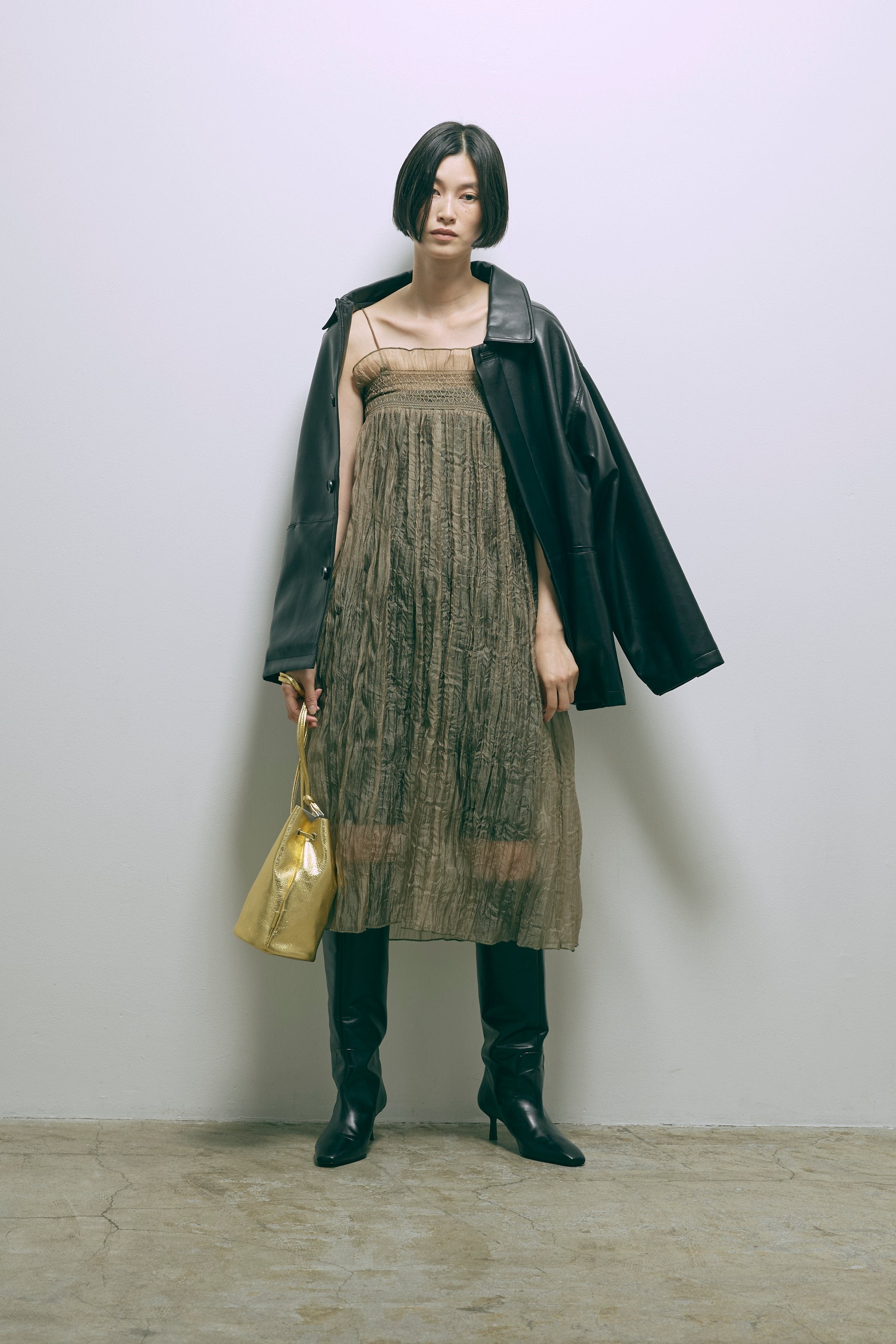 2Way Sheer Crinkled Skirt Dress