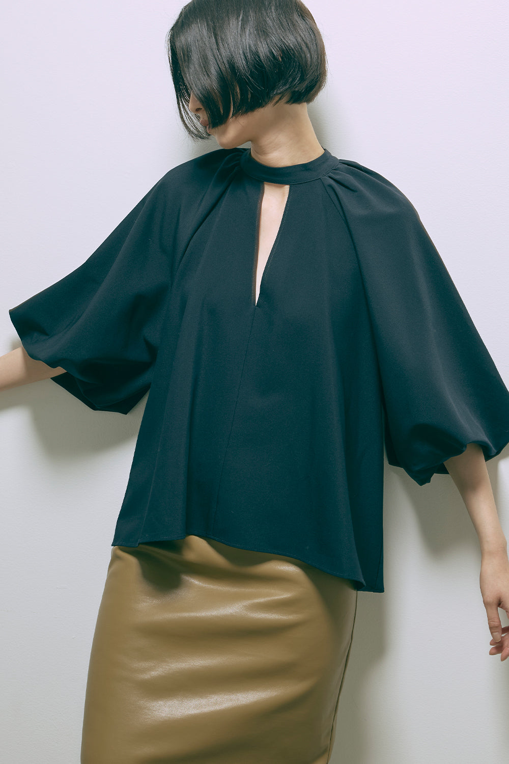 Flared Balloon Sleeve Blouse