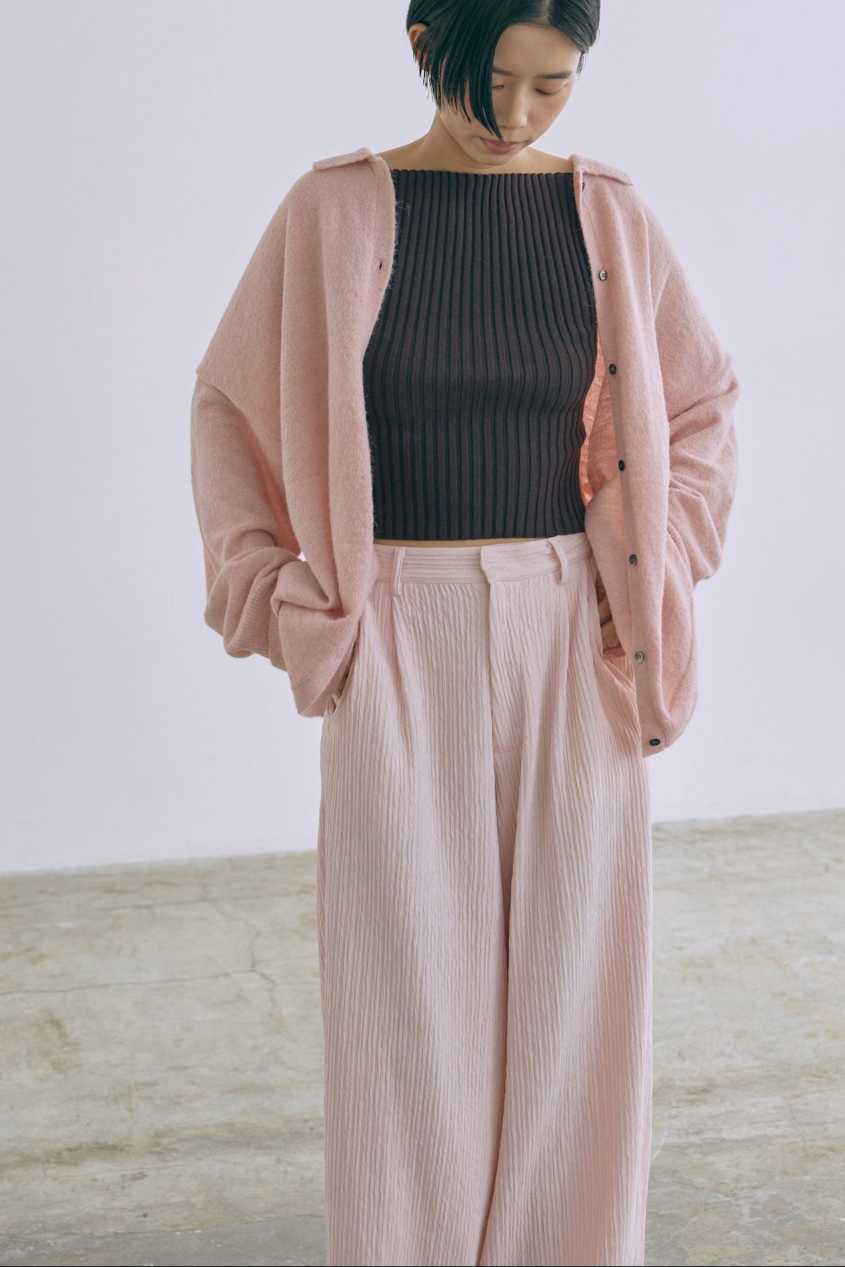 Sleeveless Jacquard Suit ピンク