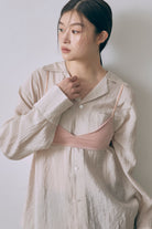 Silk-Like Oversized Shirt ベージュ size:F model:171cm YUUMIKO