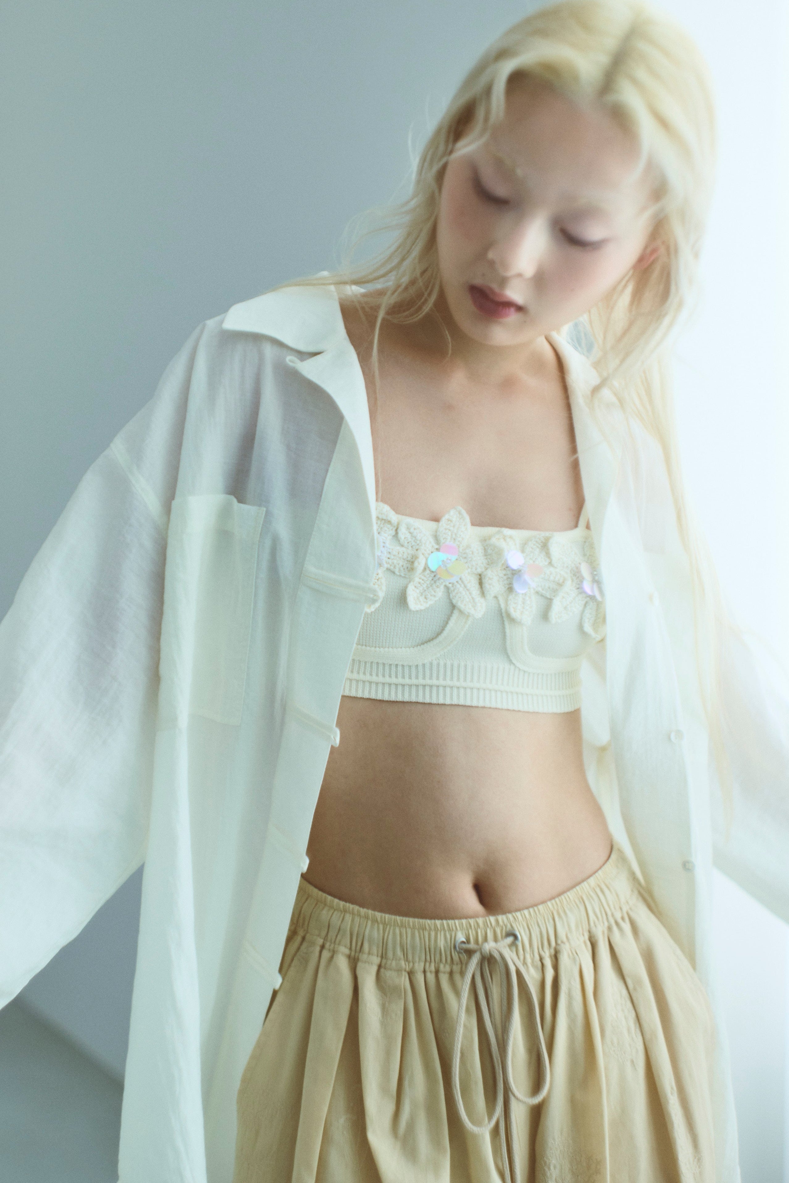 着用カラー:アイボリー  モデル身長:162㎝