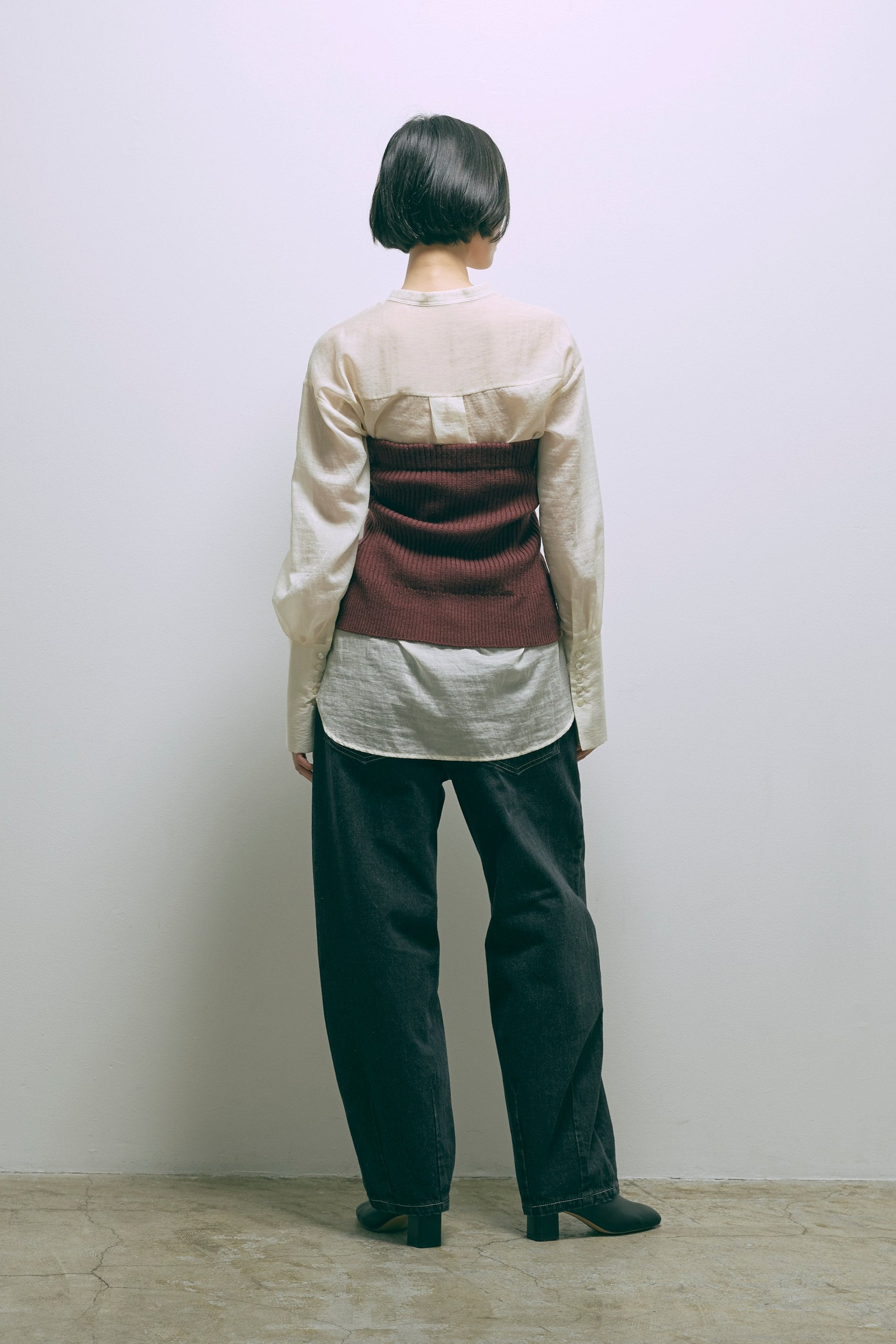 Crewneck Knit ＆ Rib Knit Bustier Set