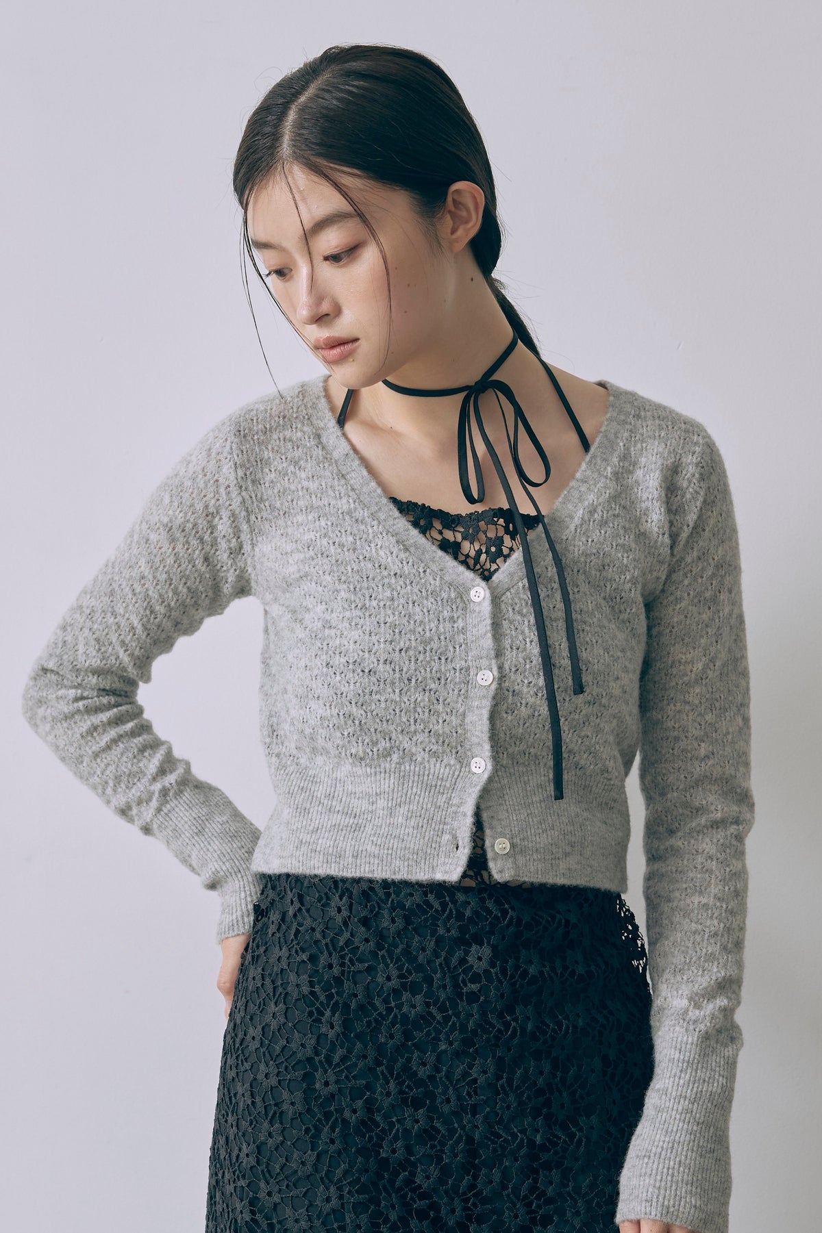 Cloud Touch Knit Cardigan 杢グレー