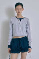 Powder Dot Henley ブルー size:F model:175cm SENPING