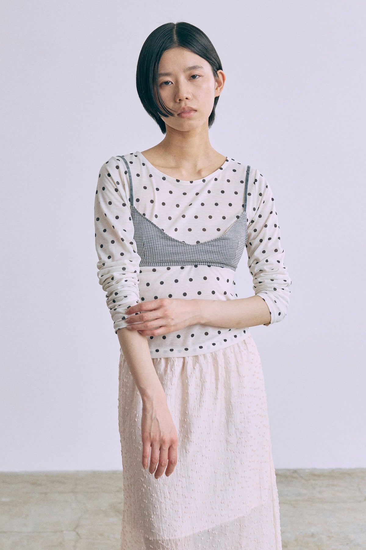 Gingham Check Bra Top グレー