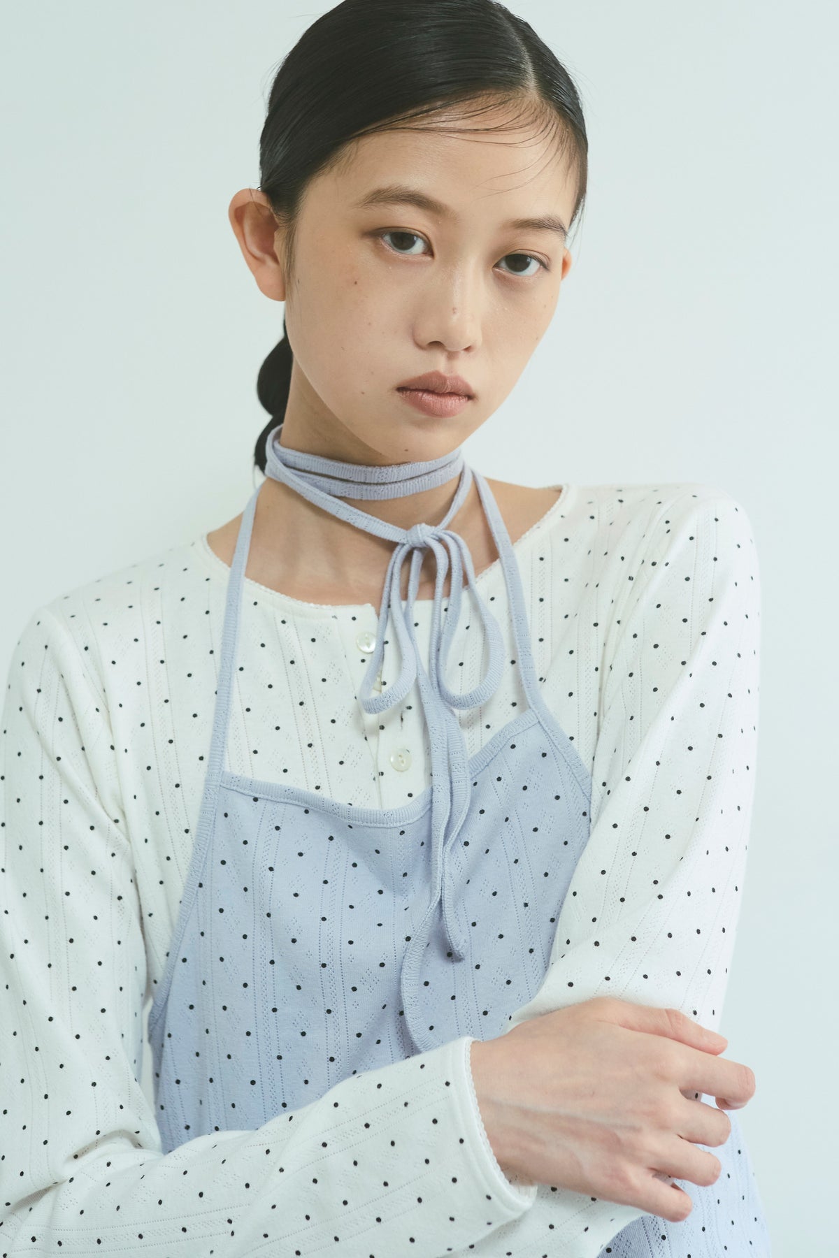 Powder Dot Halter Cami ブルー size:F model:175cm SENPING