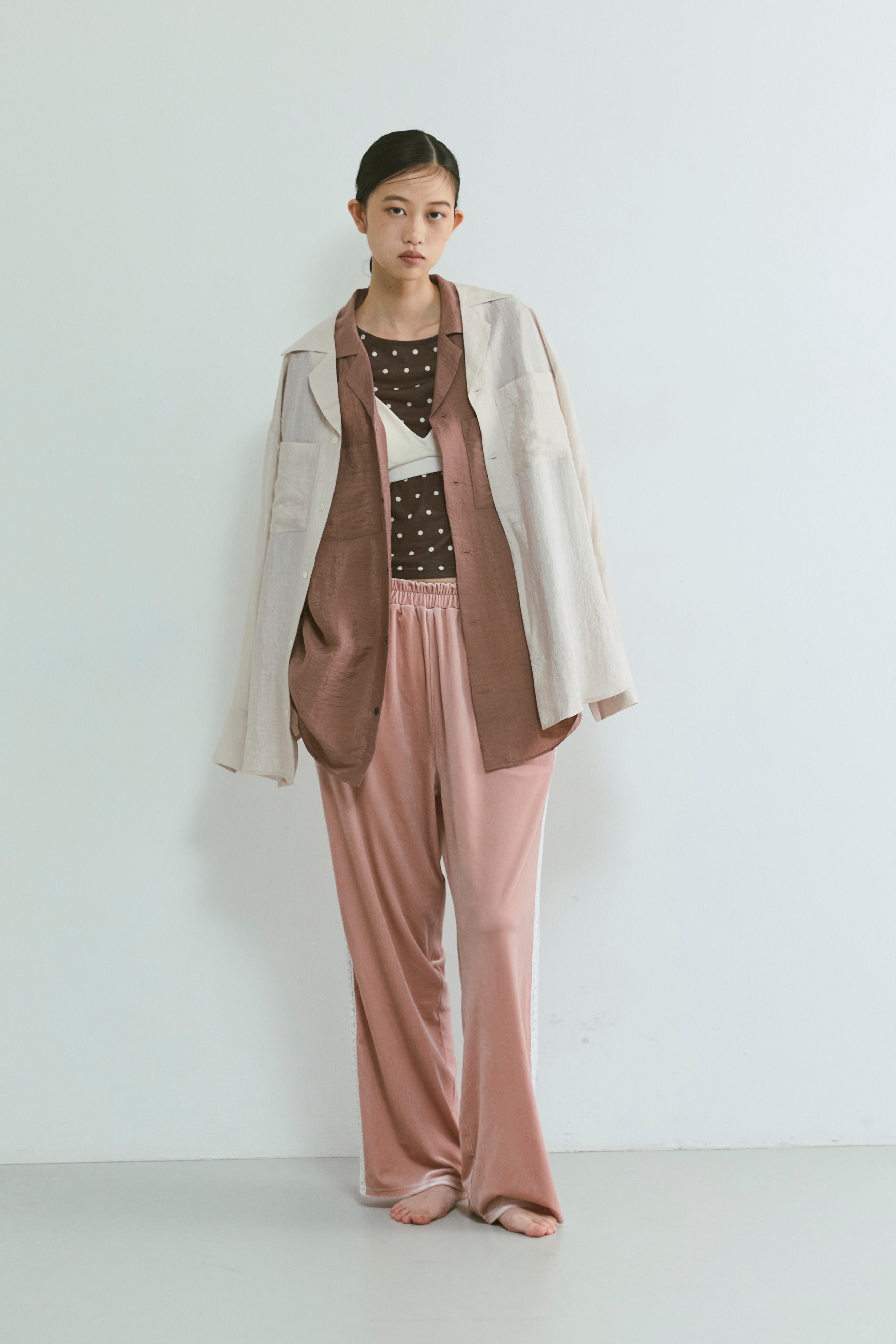 Side Lace Velour Easy Pants