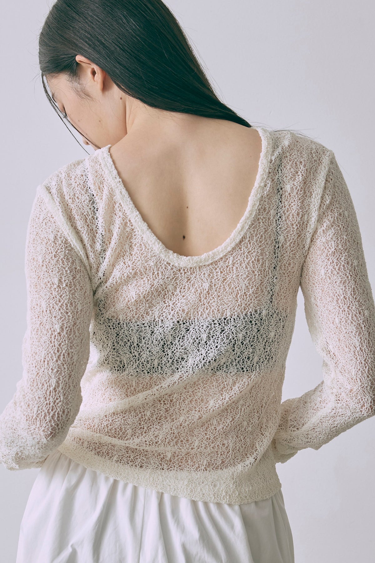 Mesh Lace Open Back Top