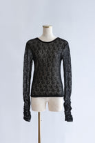 Mesh Lace Open Back Top ブラック
