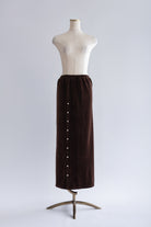 Velour Snap-Detail I-Line Skirt ダークブラウン