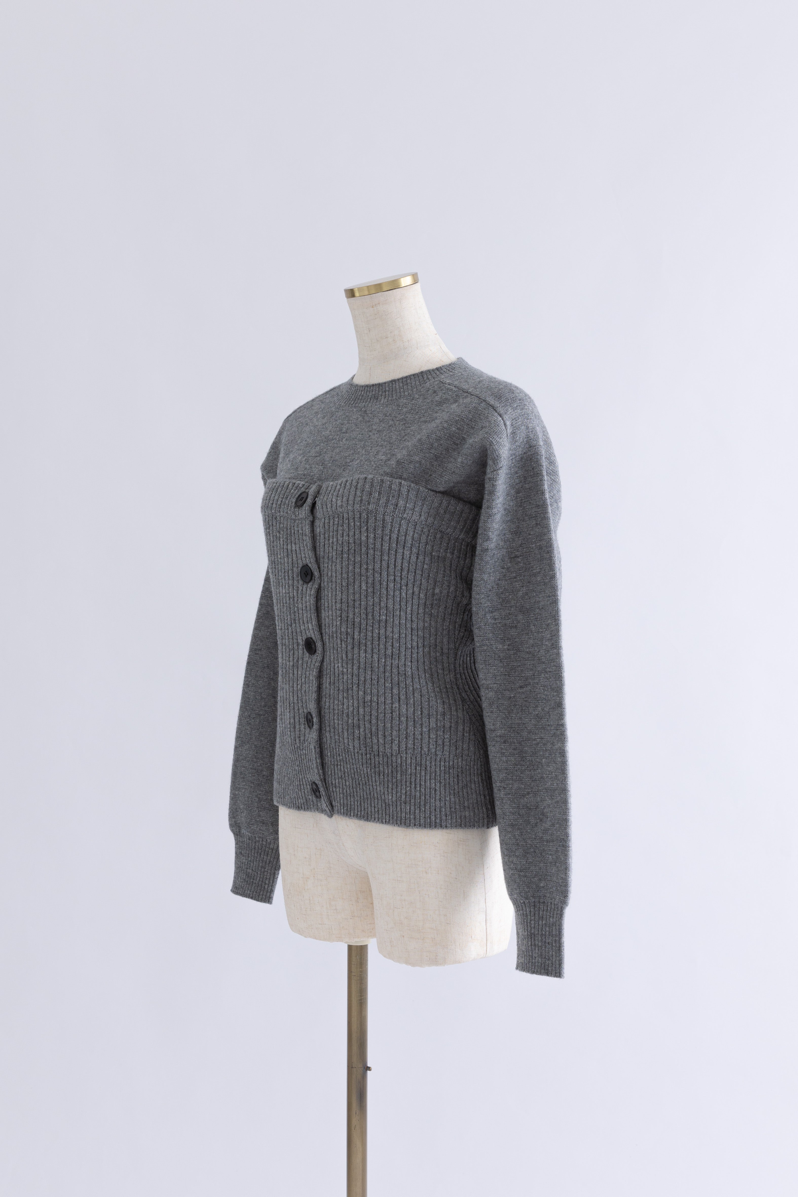 Crewneck Knit ＆ Rib Knit Bustier Set