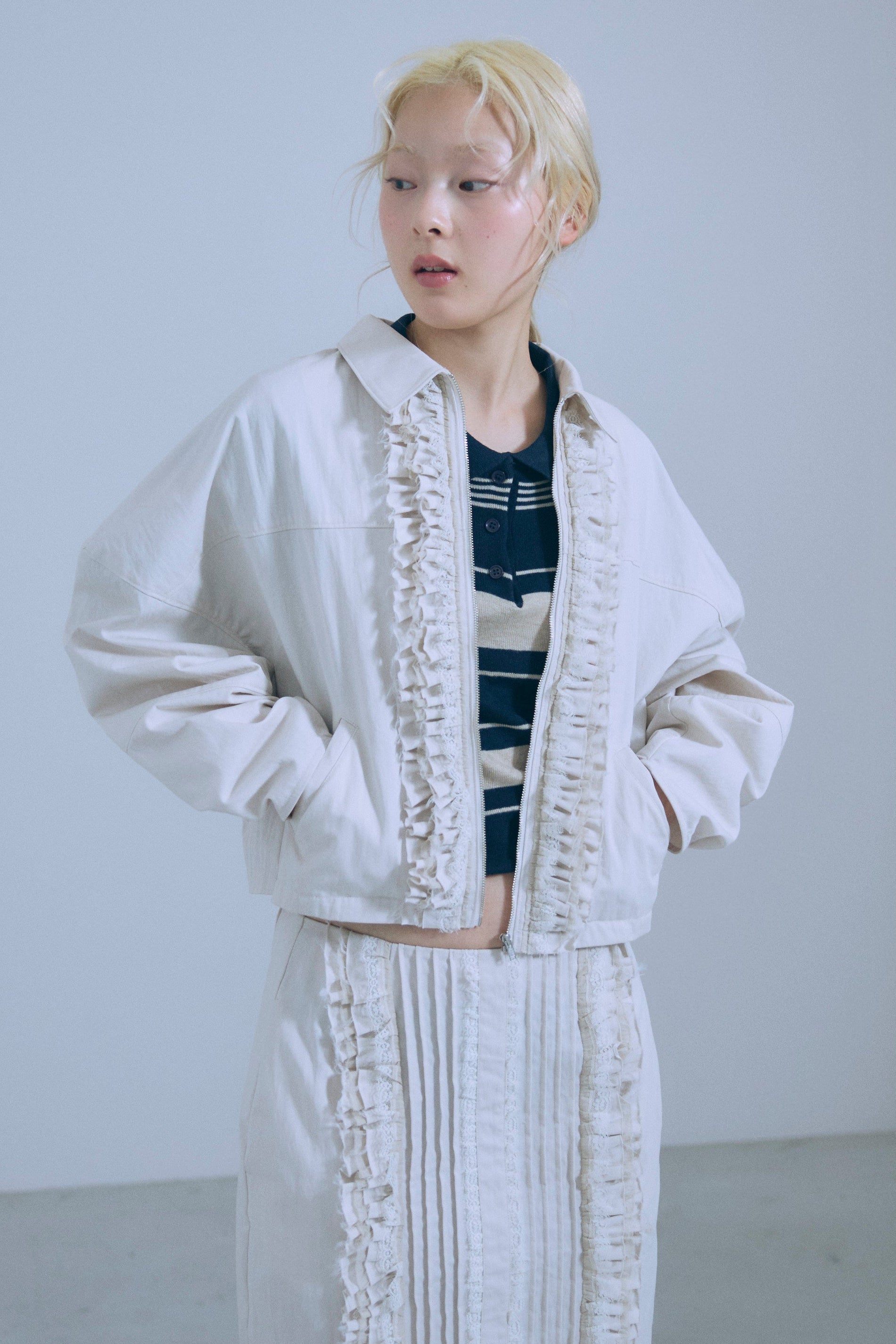 着用カラー:アイボリー  モデル身長:162㎝