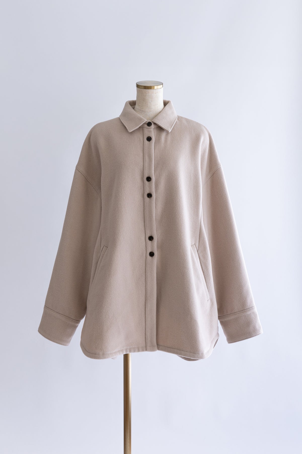 Wool Blend Over Shirt Jacket グレージュ