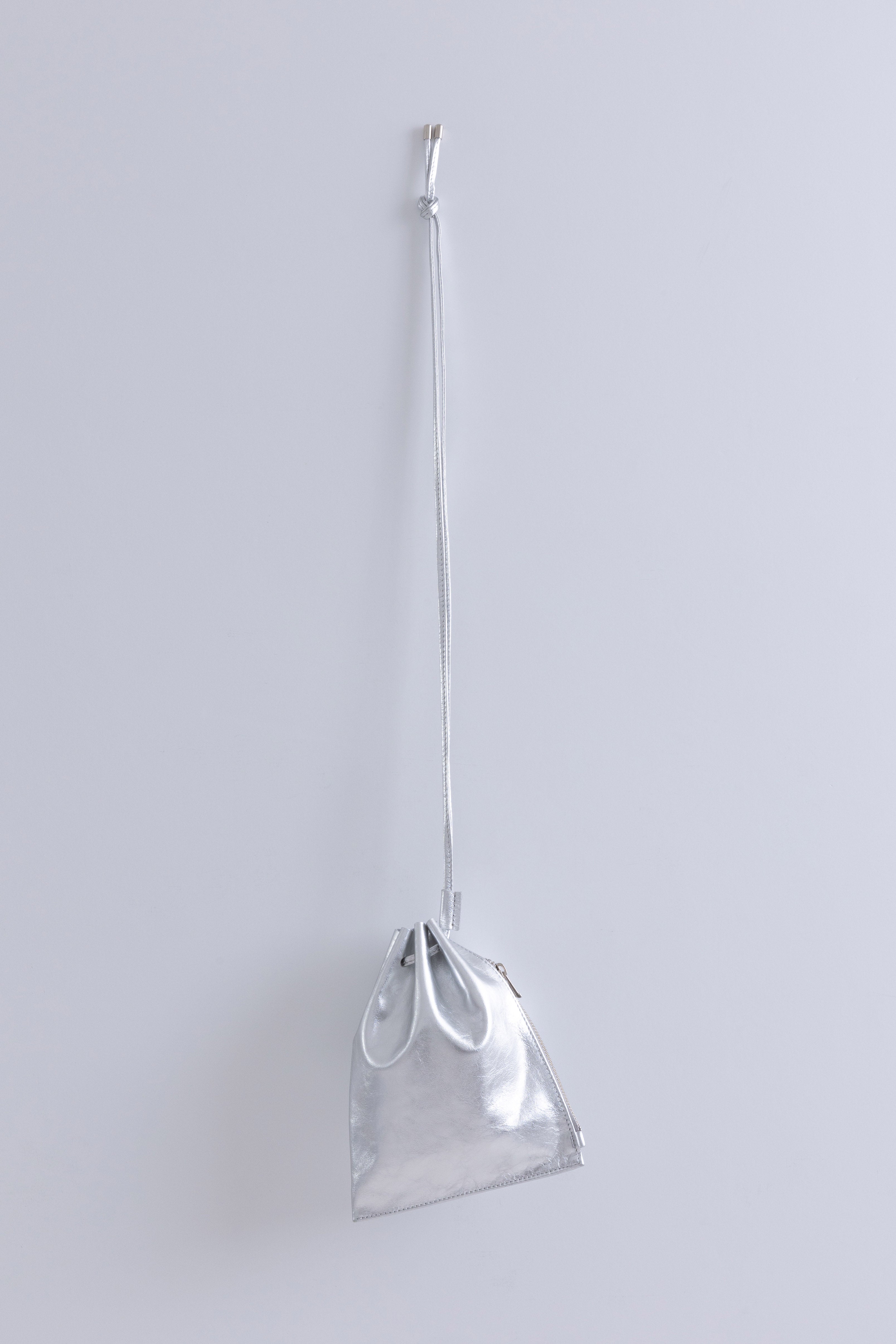 Leather Zip Drawstring Bag