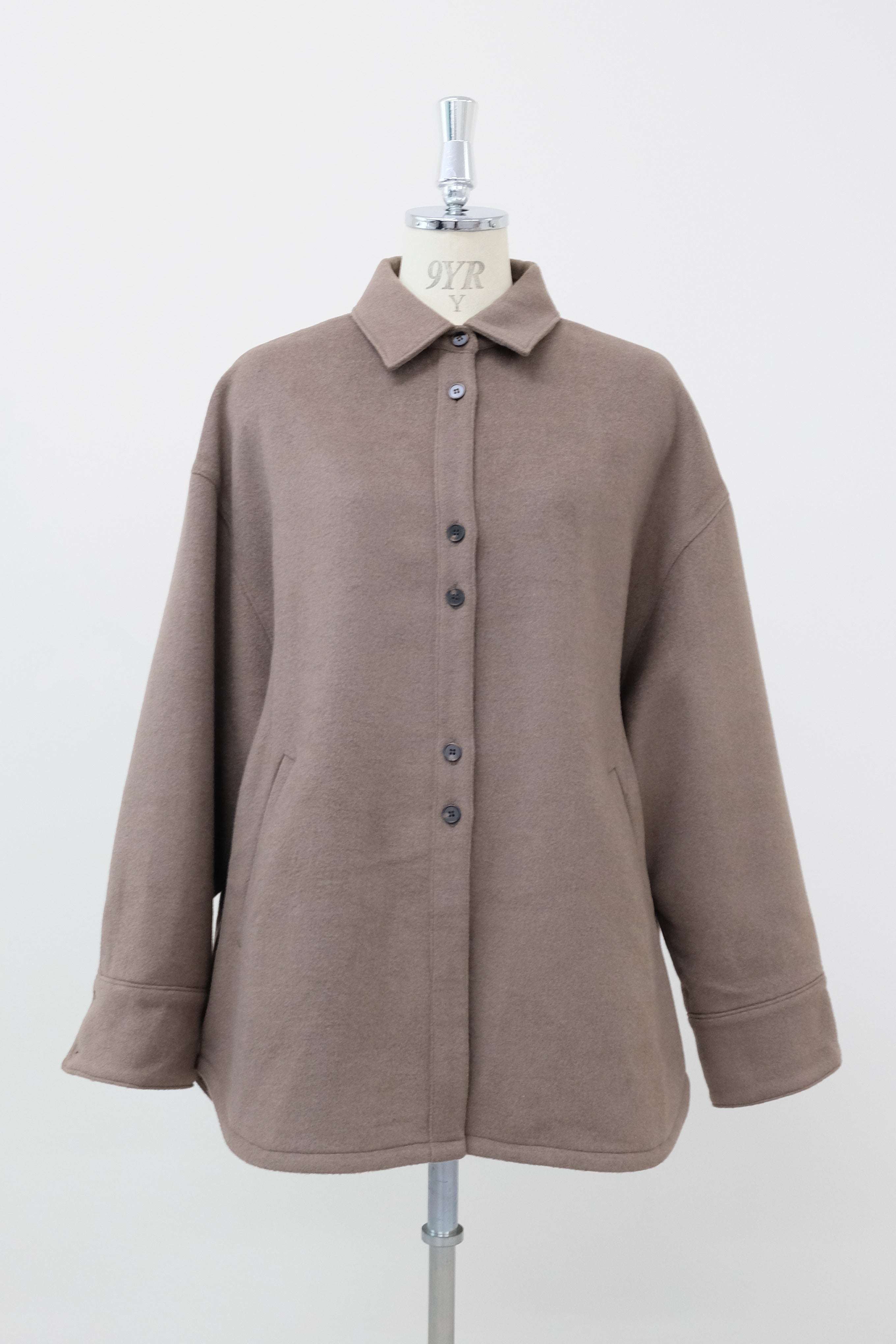Wool Blend Over Shirts Jacket ブラウン