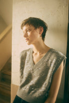 Sequin Jacquard Knit Vest
