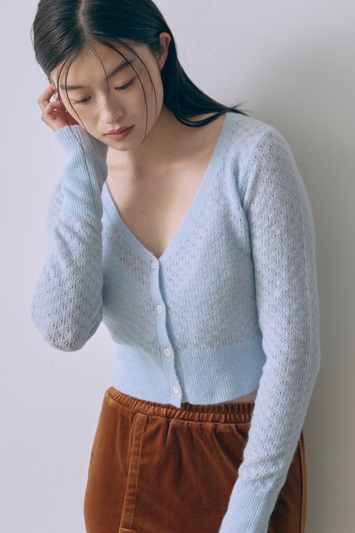 Cloud Touch Knit Cardigan ブルー size:F model:171cm YUUMIKO