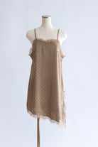 Polka Dot Satin Lace Cami Dress ベージュ