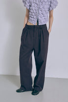 Wide Tuck Pants パープル size:モデルサイズ model:175cm SENPING
